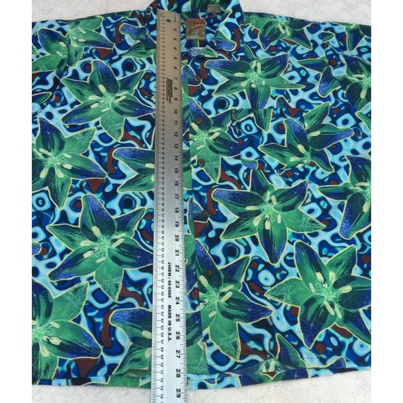 Vintage Pineapple Connection Mens Hawaiian Shirt Size Large Blue Green Floral - Picture 6 of 7